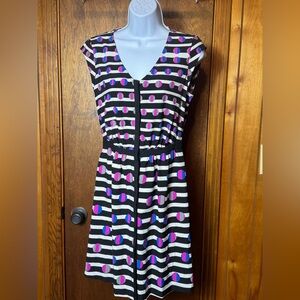 Cynthia Rowley Black and White Midi Dress with Pink and Blue Dots - 4